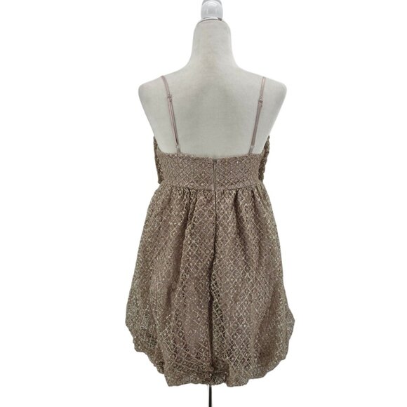 NEW Storia Womens Small Dress Glitter Bow Champagne Mini Bubble Dress Party - Picture 5 of 13